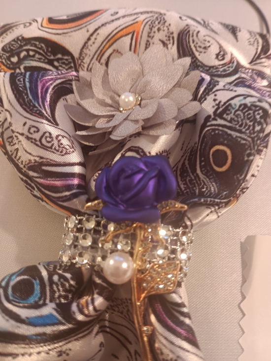 Jewelry - Rhinestone JunkTie Necklace with Purple Rose & Pearl Accent